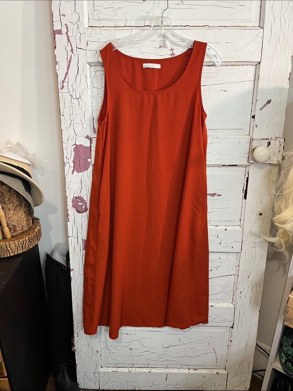 OAK + FORT Sleeveless A-Line Dress in Rust Sz Small